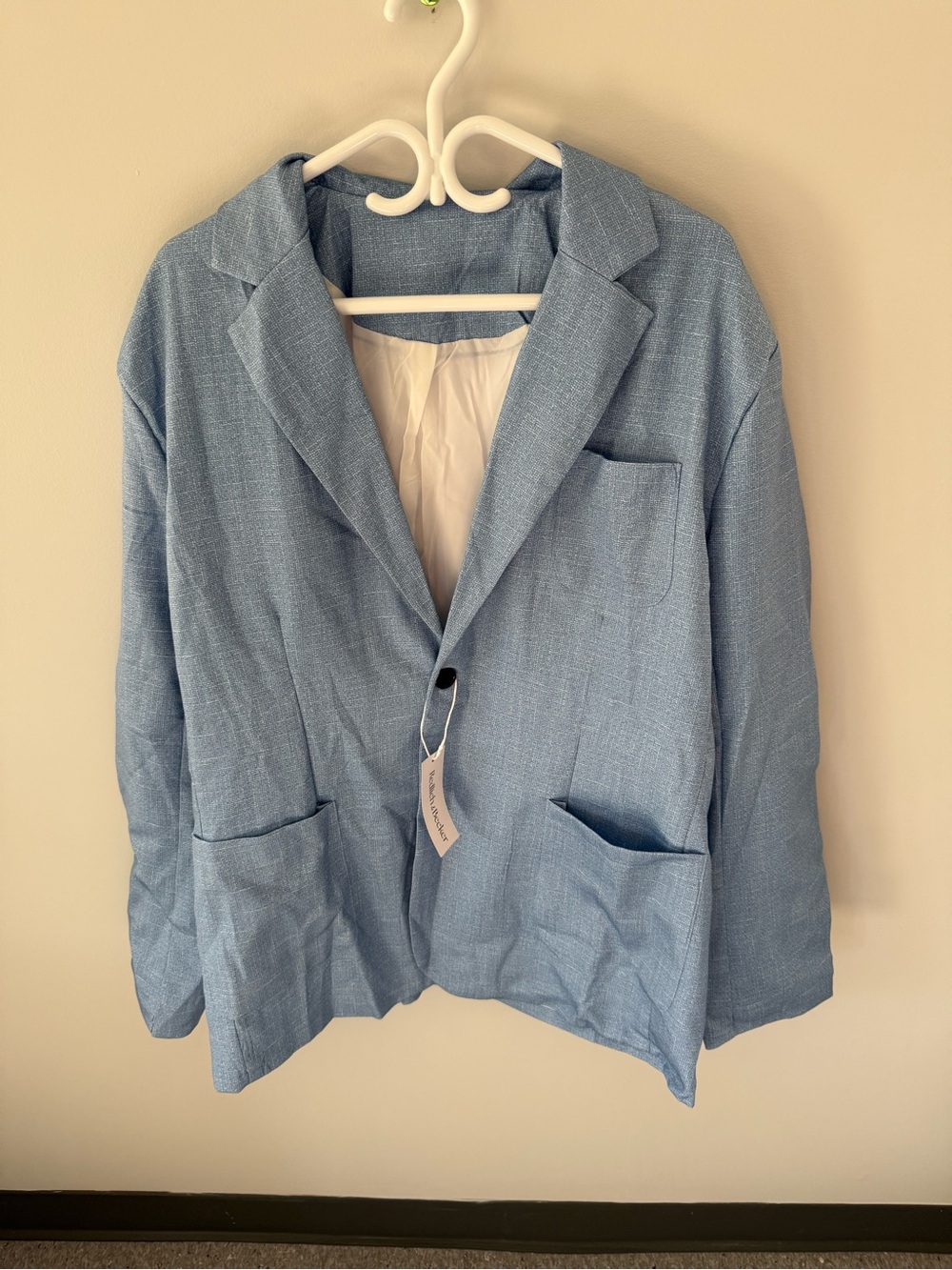Women’s Light Blue Tailored Linen-Blend Blazer and Pants
